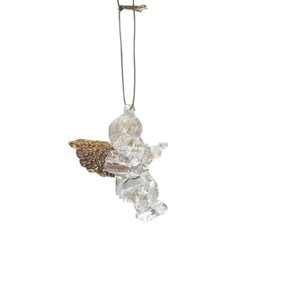 Set of 3 Clear Acrylic Cherub Angel Ornaments Christmas‎ Holiday Decoration